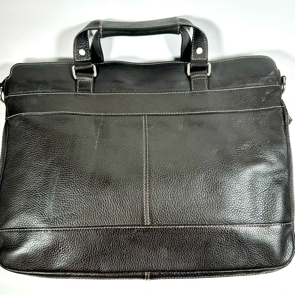 Levenger Dark Brown Carrie Messenger Expandable Laptop Leather Bag - Picture 2 of 8